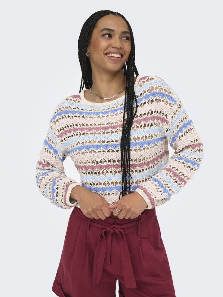 ONLGEENA LS O-NECK PATTERN LOOSE CC, Birch/Dusty R/Serpia R/Cornflower B 180083001 Bild 6