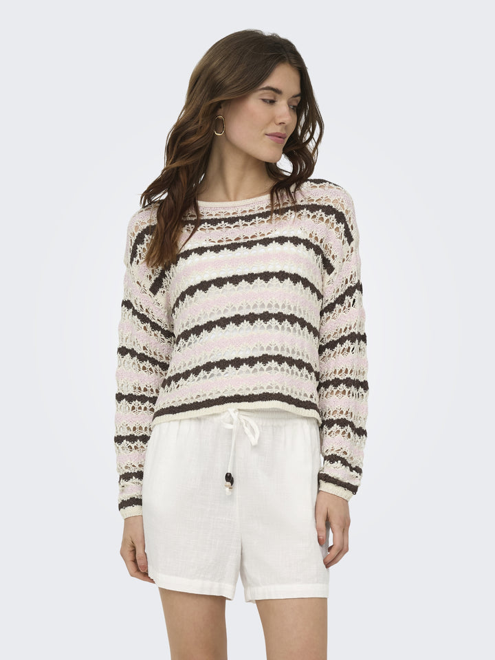 ONLGEENA LS O-NECK PATTERN LOOSE CC, Birch/Pale L/Chocolate M 180083002 Bild 4