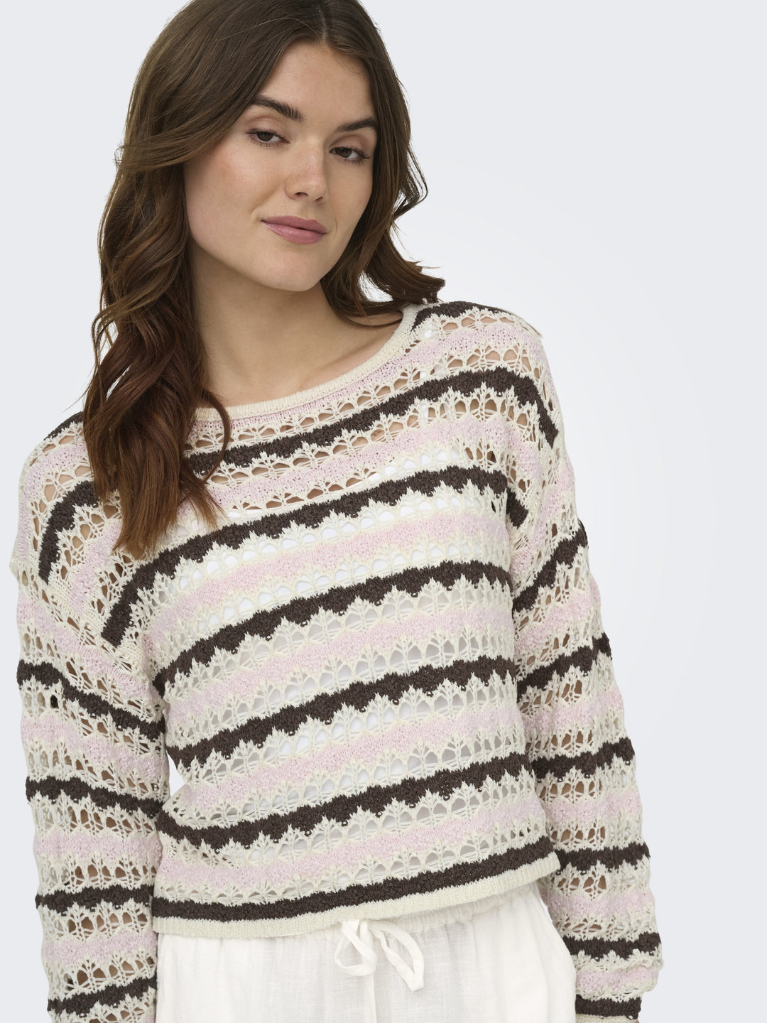 ONLGEENA LS O-NECK PATTERN LOOSE CC, Birch/Pale L/Chocolate M 180083002 Bild 6