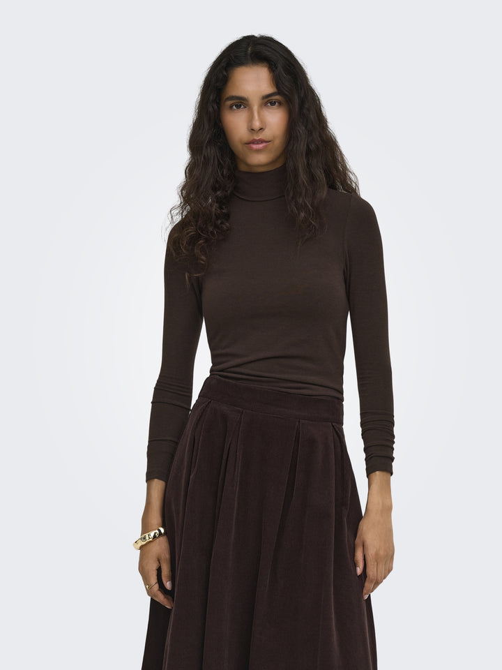 ONLGLAMOUR L/S ROLL-NECK TOP JRS NO, Black Coffee 177943 Bild 4
