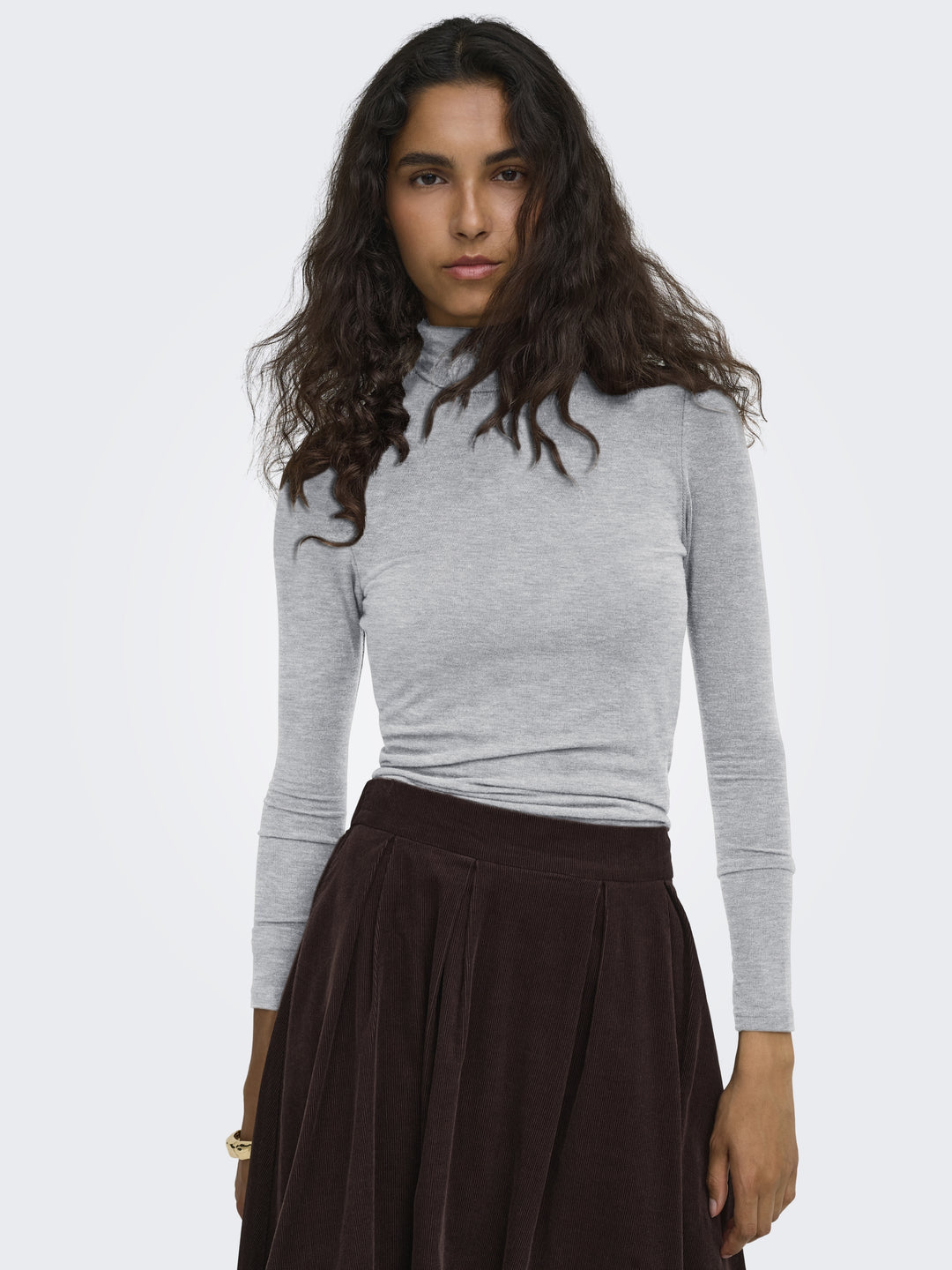 ONLGLAMOUR L/S ROLL-NECK TOP JRS NO, Light Grey Melange 179073 Bild 5