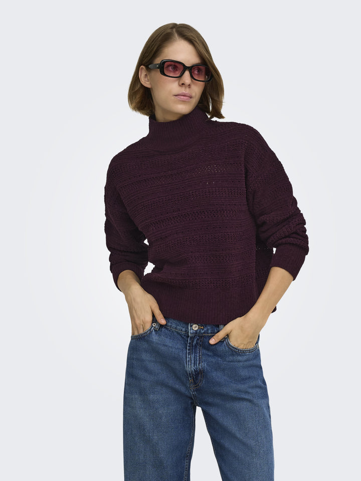 ONLGLOBE LS PATTERN HIGHNECK BF KNT, Fudge 184723 Bild 4