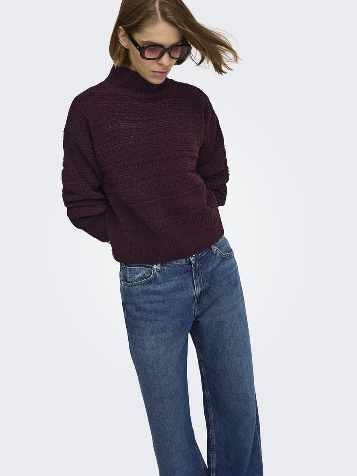 ONLGLOBE LS PATTERN HIGHNECK BF KNT, Fudge 184723 Bild 7