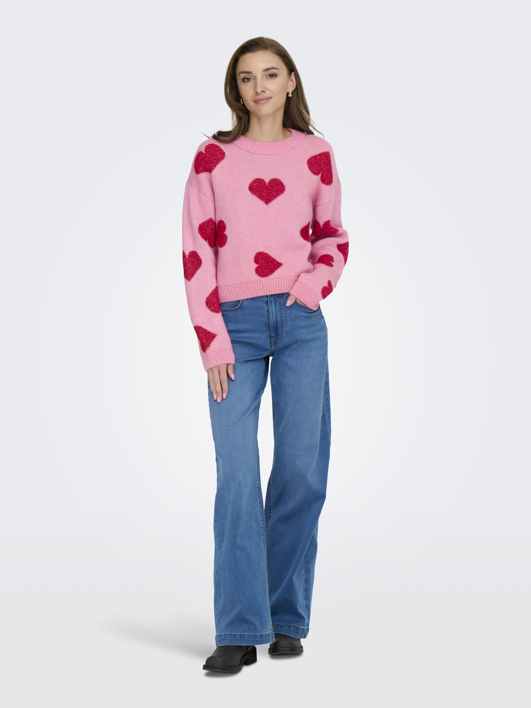 ONLHAPPIE LS PULLOVER KNT, Wild Rose/Salsa/Melange/Full Heart 284475007 Bild 10