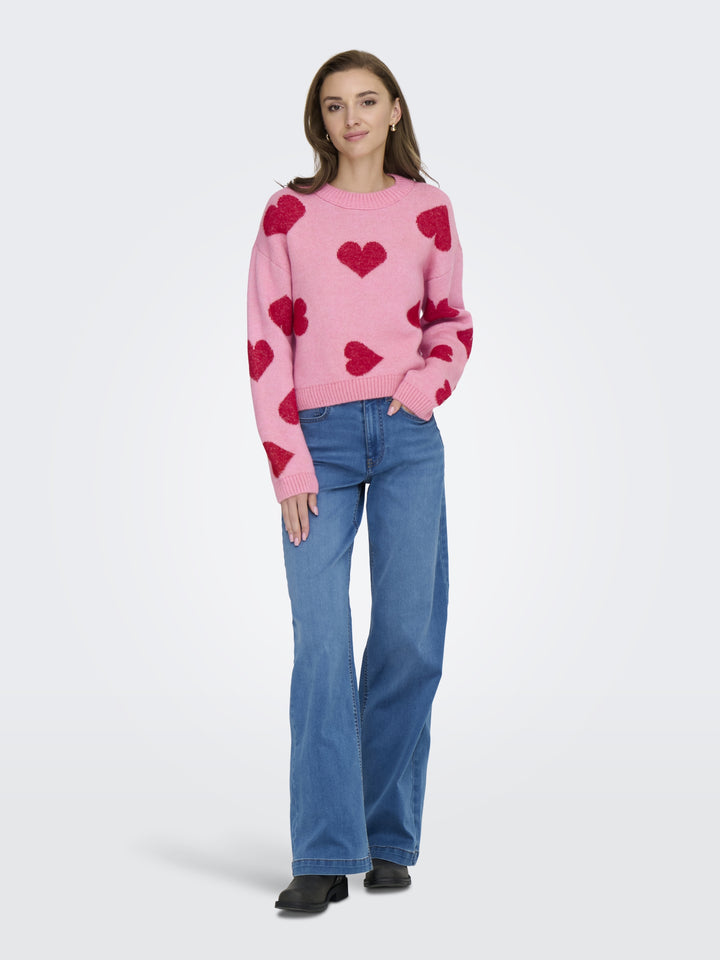 ONLHAPPIE LS PULLOVER KNT, Wild Rose/Salsa/Melange/Full Heart 284475007 Bild 10