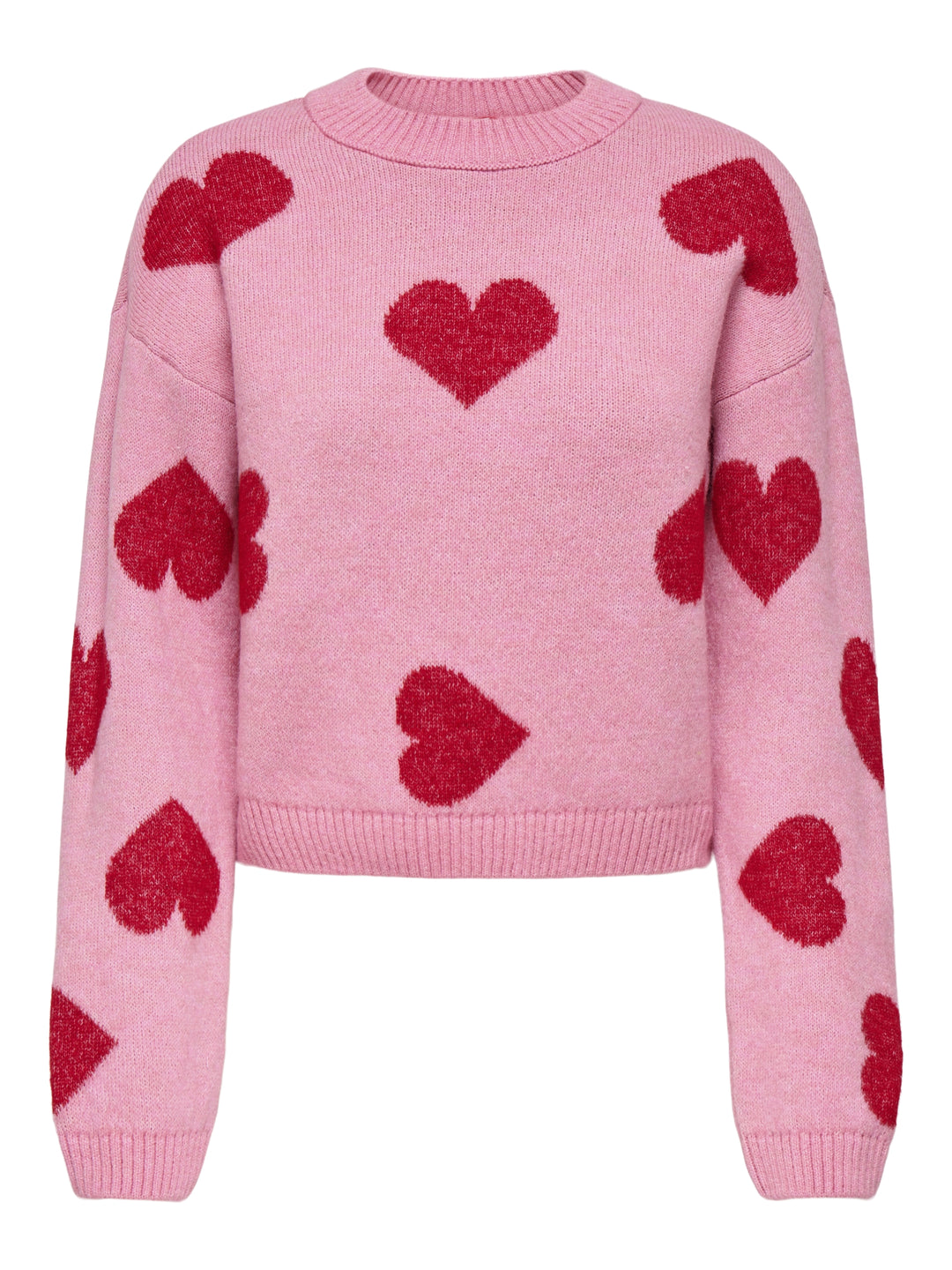 ONLHAPPIE LS PULLOVER KNT, Wild Rose/Salsa/Melange/Full Heart 284475007 Bild 1
