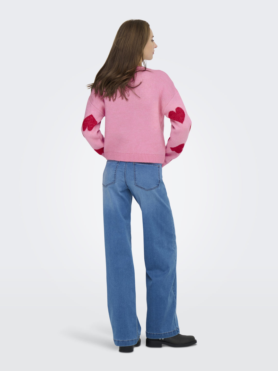 ONLHAPPIE LS PULLOVER KNT, Wild Rose/Salsa/Melange/Full Heart 284475007 Bild 3