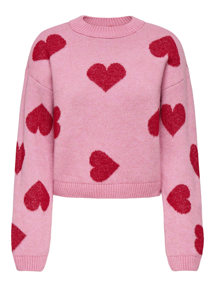 ONLHAPPIE LS PULLOVER KNT, Wild Rose/Salsa/Melange/Full Heart 284475007 Bild 7