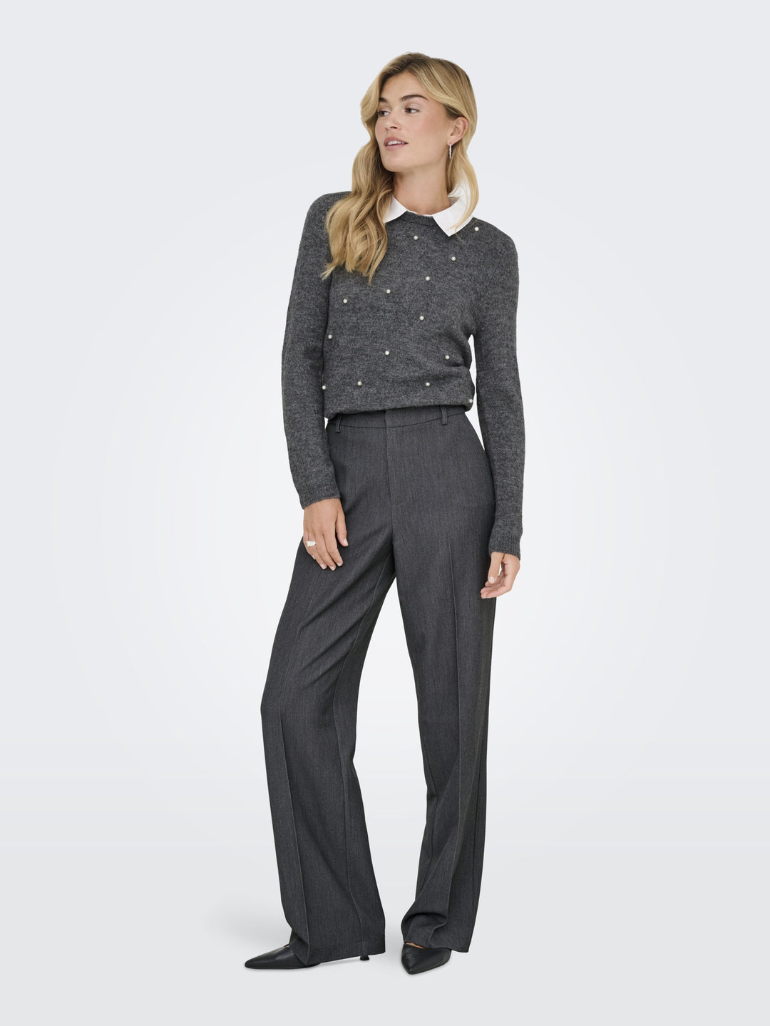 ONLHATTIE-LANA HW W MEL PANT TLR NO, Dark Grey Melange 179074 Bild 6