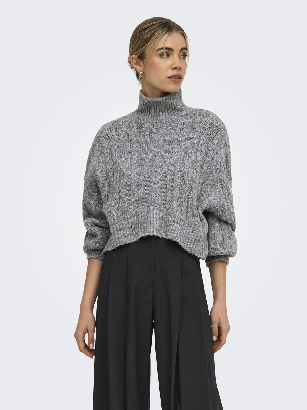 ONLHILDE LS SHORT CABLE KNT, Medium Grey Melange 179075 Bild 4