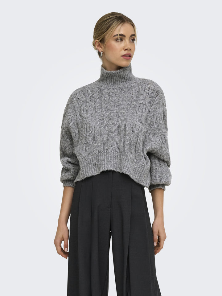 ONLHILDE LS SHORT CABLE KNT, Medium Grey Melange 179075 Bild 4