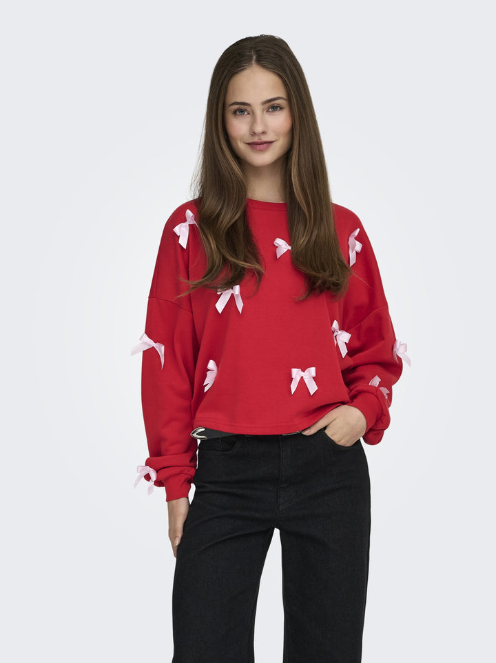 ONLJEDEITE L/S BOW BOX UB SWT, Barbados Cherry/Pale lilac bows 180043002 Bild 3