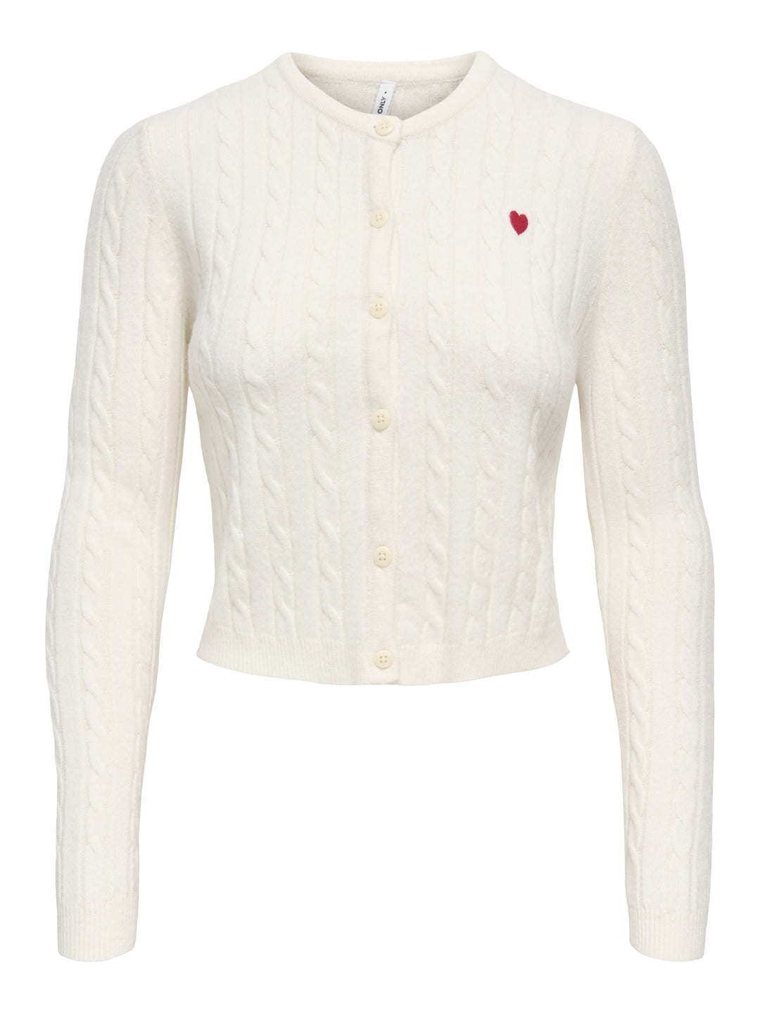 ONLKATIA LS CABLE BUTTON CARDIGAN C, Baby'S Breath/True Red Heart Emb/Dt 304181007 Bild 1
