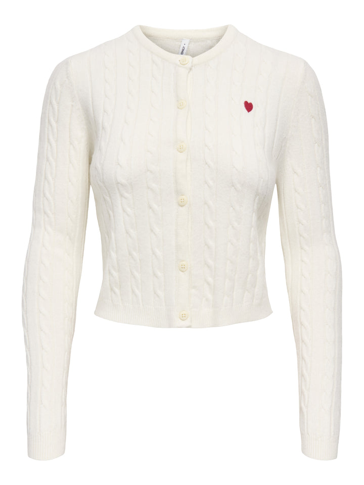 ONLKATIA LS CABLE BUTTON CARDIGAN C, Baby'S Breath/True Red Heart Emb/Dt 304181007 Bild 1