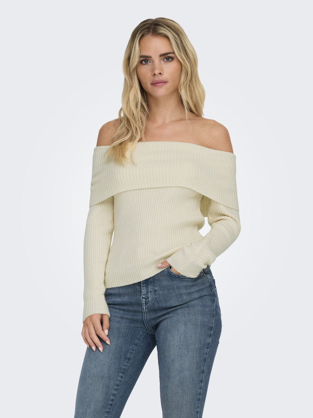 ONLKATIA LS OFF SHOULDER KNT NOOS, Whitecap Gray/Melange 196844001 Bild 3