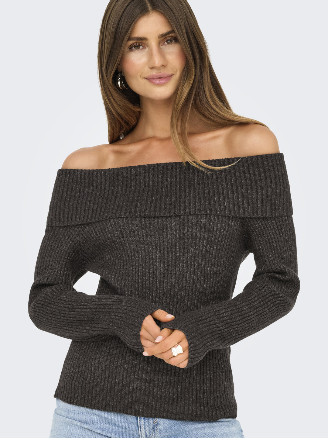 ONLKATIA LS OFF SHOULDER KNT NOOS, Chocolate Torte/Melange 244915001 Bild 7