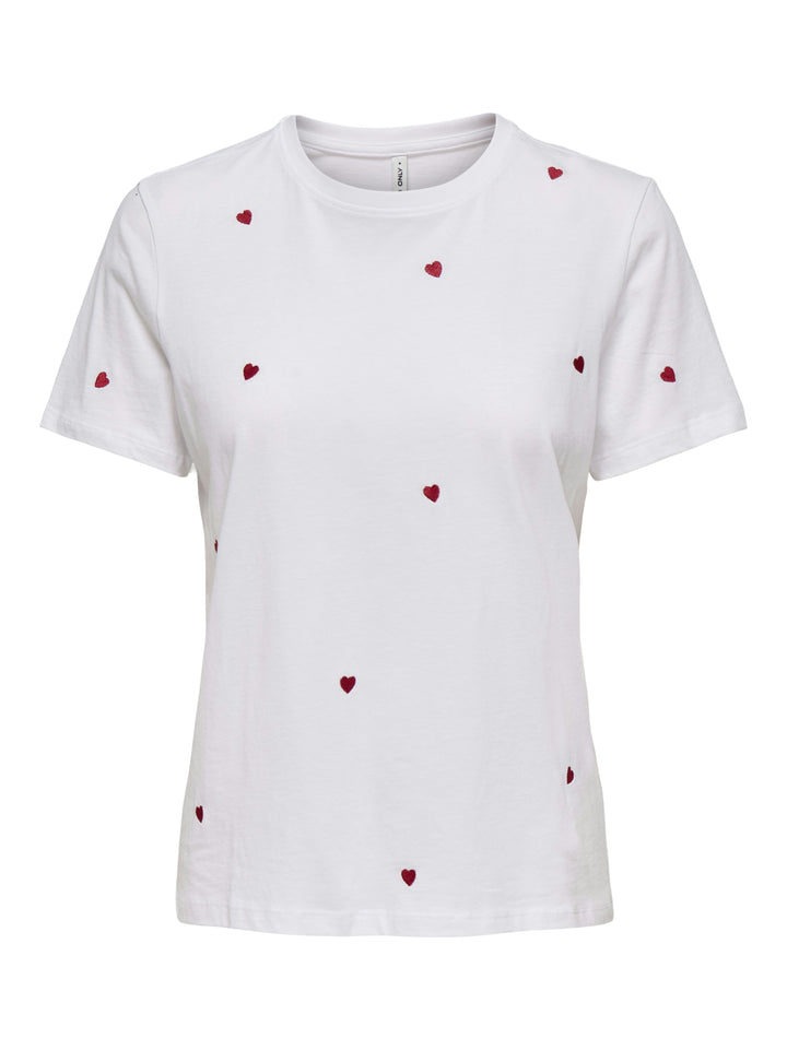 ONLKETTY S/S O-NECK TOP JRS NOOS, Bright White/Heart 190858002 Bild 1