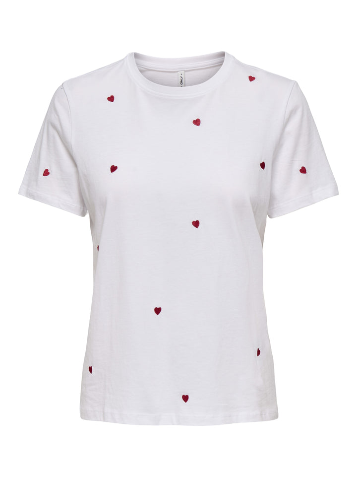 ONLKETTY S/S O-NECK TOP JRS NOOS, Bright White/Heart 190858002 Bild 1