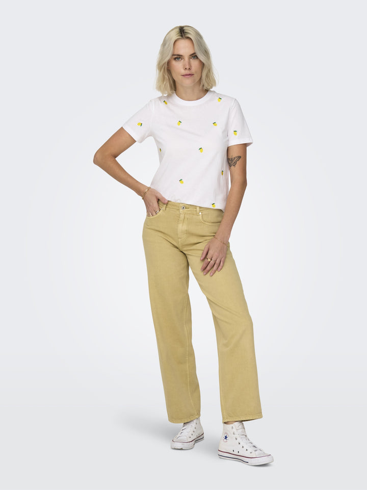 ONLKETTY S/S O-NECK TOP JRS NOOS, Bright White/Lemon 190858005 Bild 4