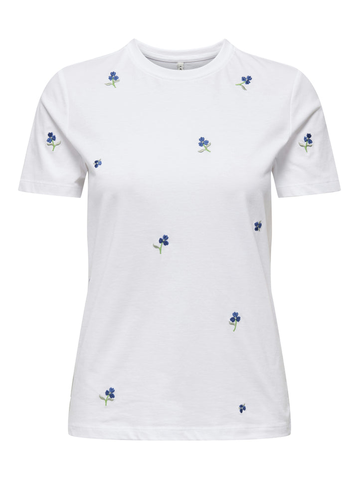 ONLKETTY S/S O-NECK TOP JRS NOOS, Bright White/True blue flowers 190858015 Bild 1