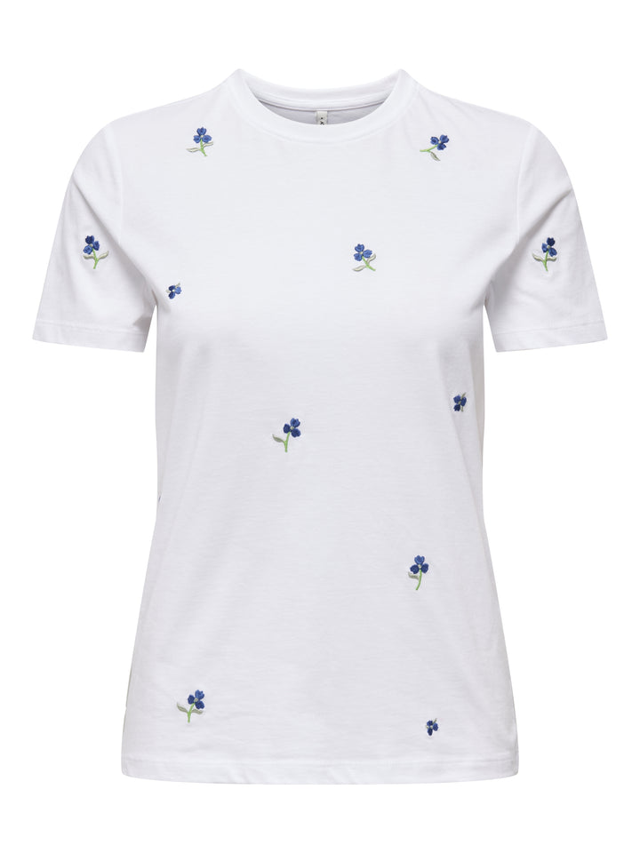 ONLKETTY S/S O-NECK TOP JRS NOOS, Bright White/True blue flowers 190858015 Bild 1