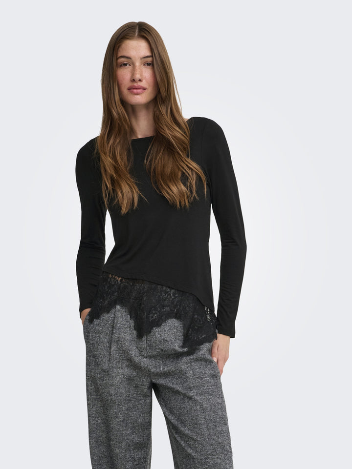 ONLLAILA LS LACE MIX TOP JRS, Black 177911 Bild 4