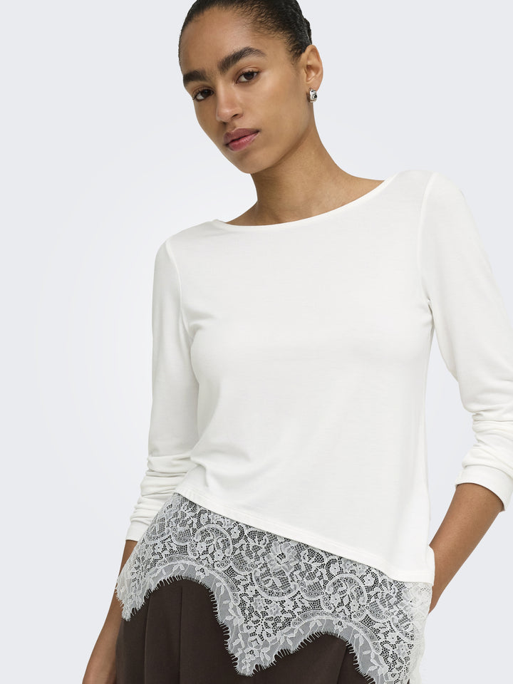 ONLLAILA LS LACE MIX TOP JRS, Cloud Dancer 177922 Bild 3