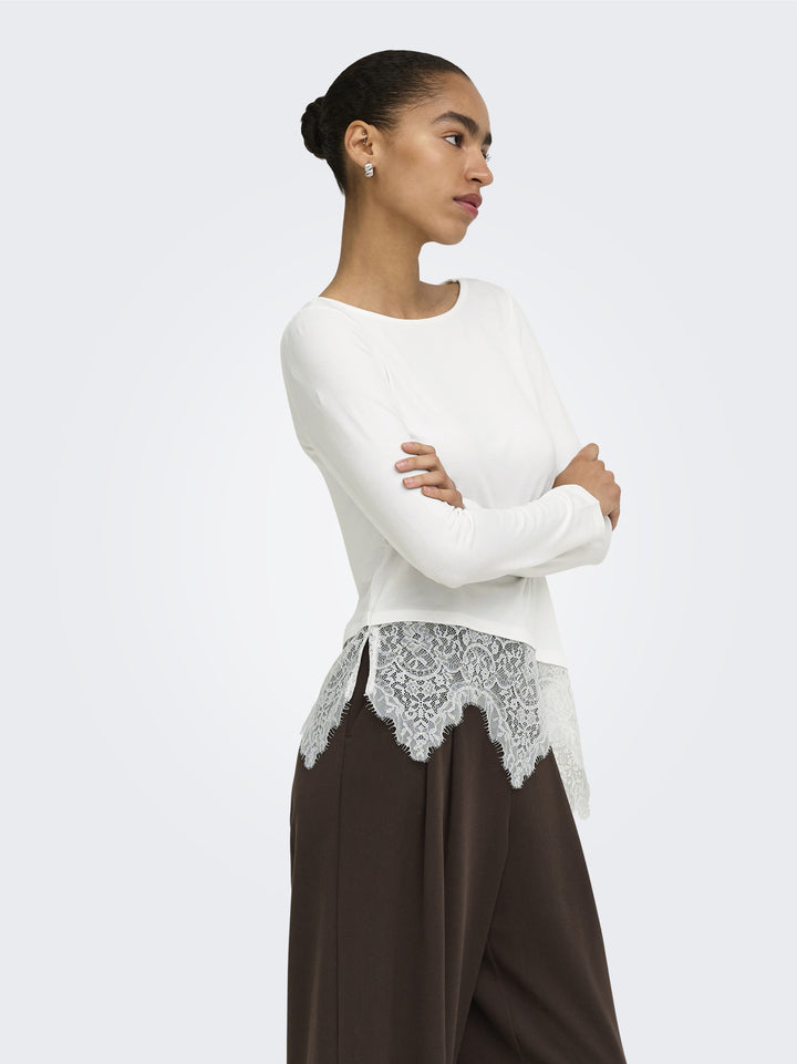 ONLLAILA LS LACE MIX TOP JRS, Cloud Dancer 177922 Bild 4