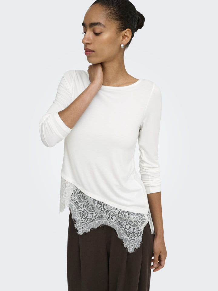 ONLLAILA LS LACE MIX TOP JRS, Cloud Dancer 177922 Bild 7