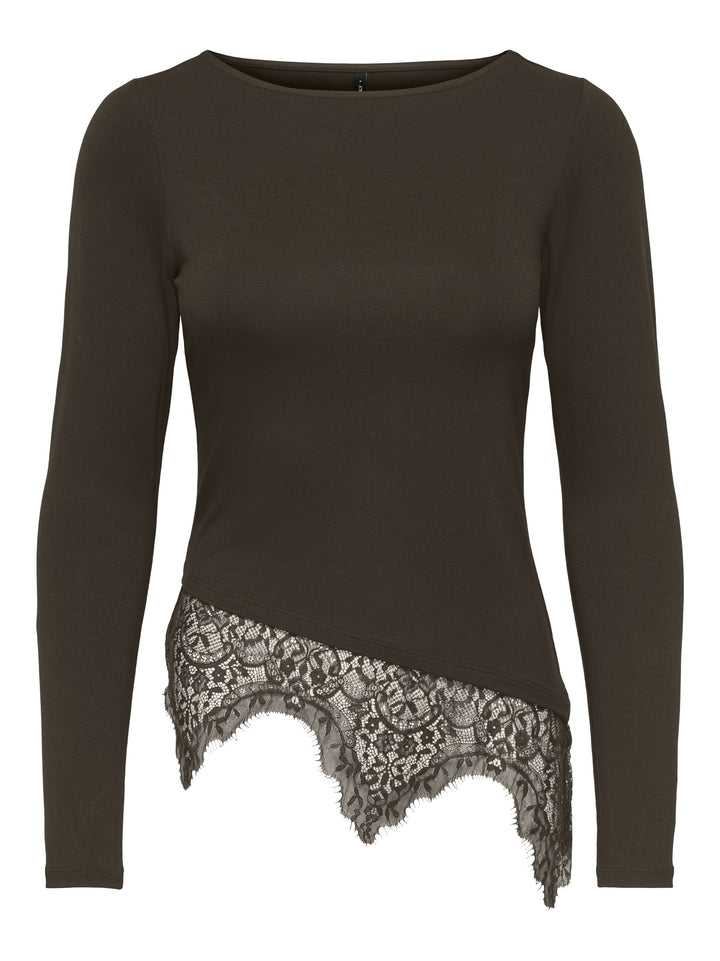ONLLAILA LS LACE MIX TOP JRS, Coffee Bean 237375 Bild 1
