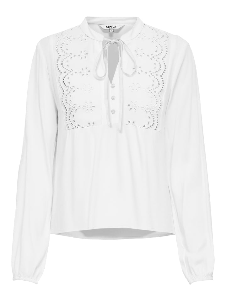 ONLLENNYO LS EMBROID V-NECK TOP NOO, Bright White 190858 Bild 1
