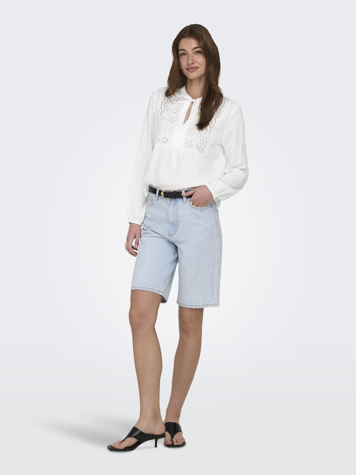 ONLLENNYO LS EMBROID V-NECK TOP NOO, Bright White 190858 Bild 6