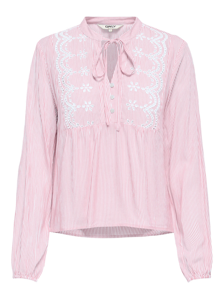 ONLLENNYO LS EMBROID V-NECK TOP NOO, Romance Rose/BRIGHT WHITE 305041001 Bild 1