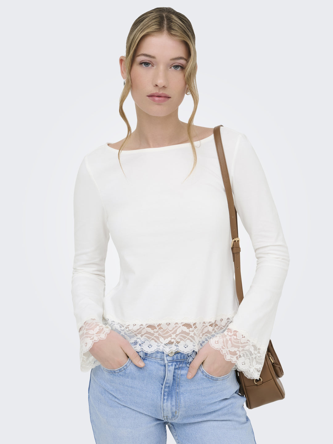 ONLLIVE LOVE L/S O-NECK LACE TOP CS, Cloud Dancer/Dtm lace 177922001 Bild 5
