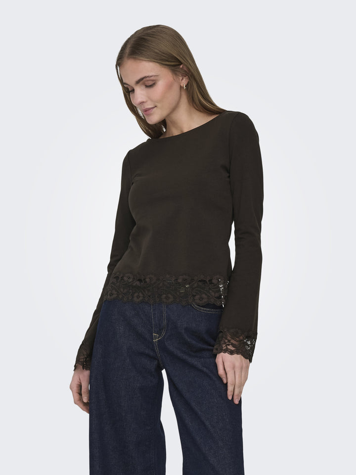 ONLLIVE LOVE L/S O-NECK LACE TOP CS, Chocolate Torte/Dtm lace 244915001 Bild 4