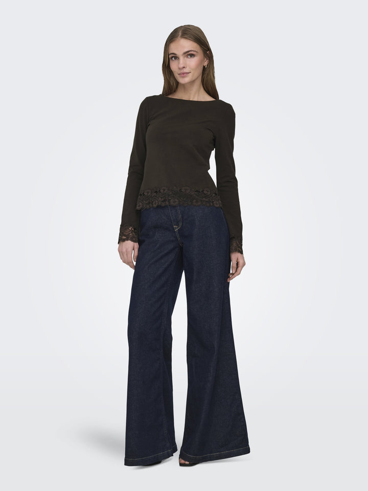 ONLLIVE LOVE L/S O-NECK LACE TOP CS, Chocolate Torte/Dtm lace 244915001 Bild 6