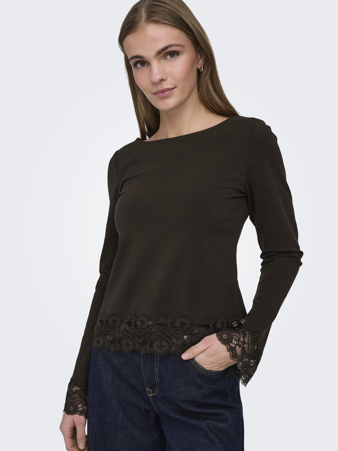 ONLLIVE LOVE L/S O-NECK LACE TOP CS, Chocolate Torte/Dtm lace 244915001 Bild 7