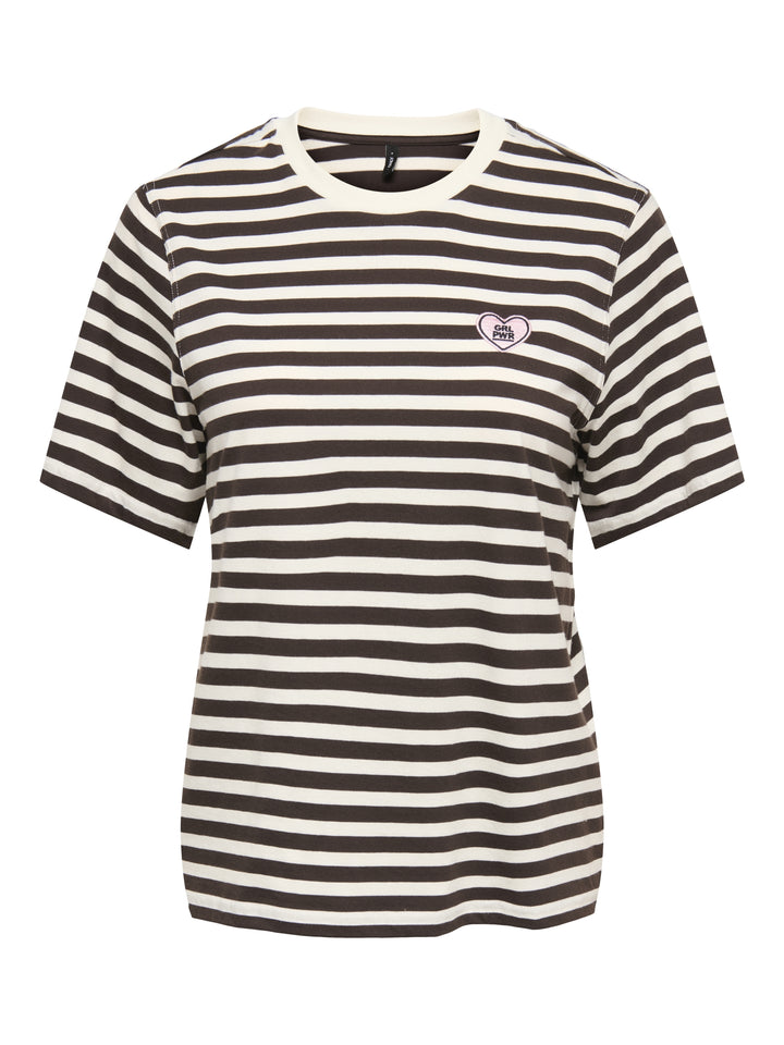 ONLLIVINA S/S O-NECK STRIPE TOP BOX, Coffee Bean/Cd + emb. grl pwr 237375011 Bild 1
