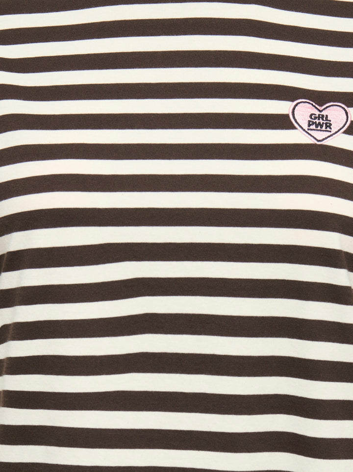 ONLLIVINA S/S O-NECK STRIPE TOP BOX, Coffee Bean/Cd + emb. grl pwr 237375011 Bild 3