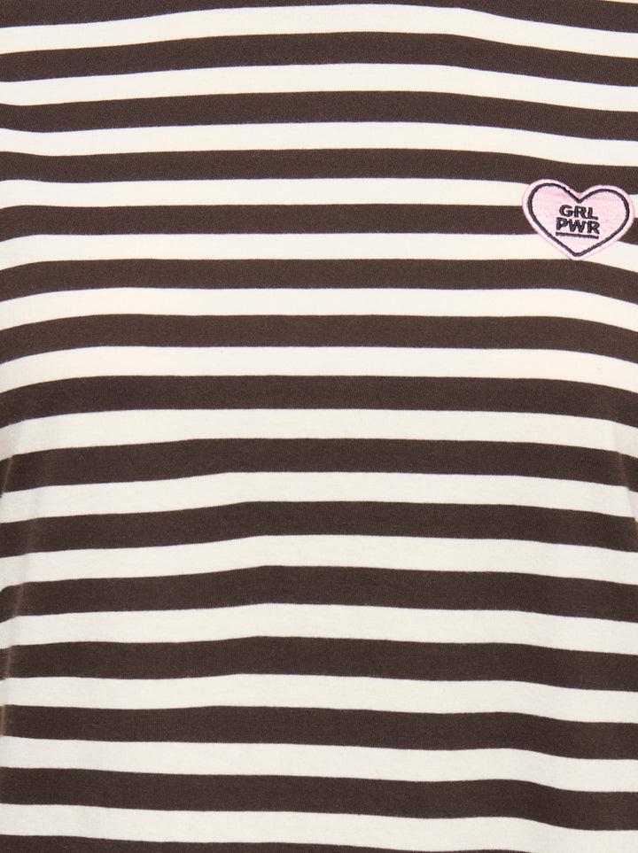 ONLLIVINA S/S O-NECK STRIPE TOP BOX, Coffee Bean/Cd + emb. grl pwr 237375011 Bild 3