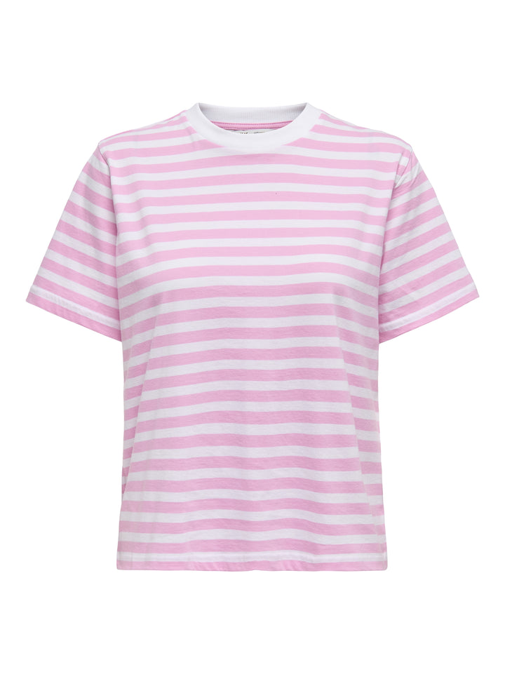 ONLLIVINA S/S STRIPE TEE JRS NOOS, Bonbon/WHITE STRIPES 289095004 Bild 1