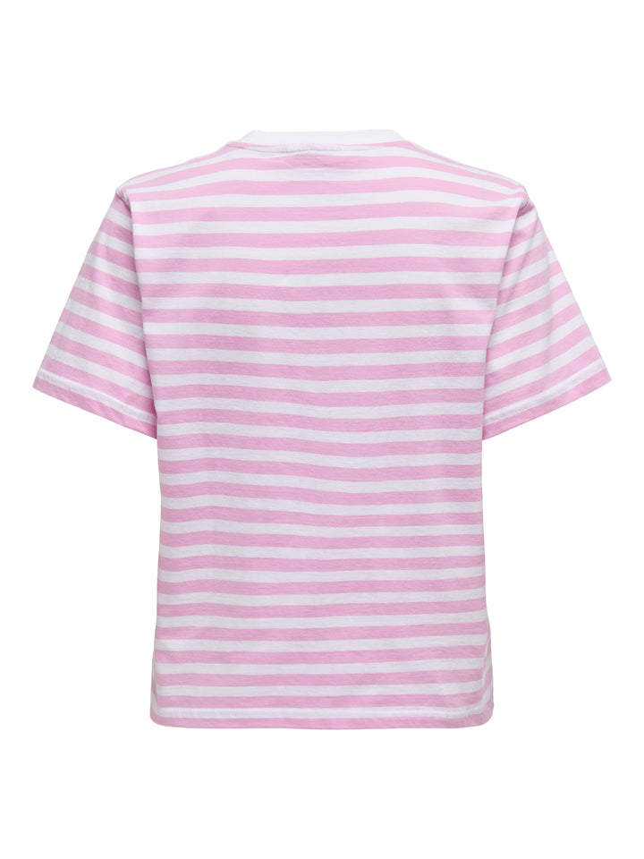 ONLLIVINA S/S STRIPE TEE JRS NOOS, Bonbon/WHITE STRIPES 289095004 Bild 2