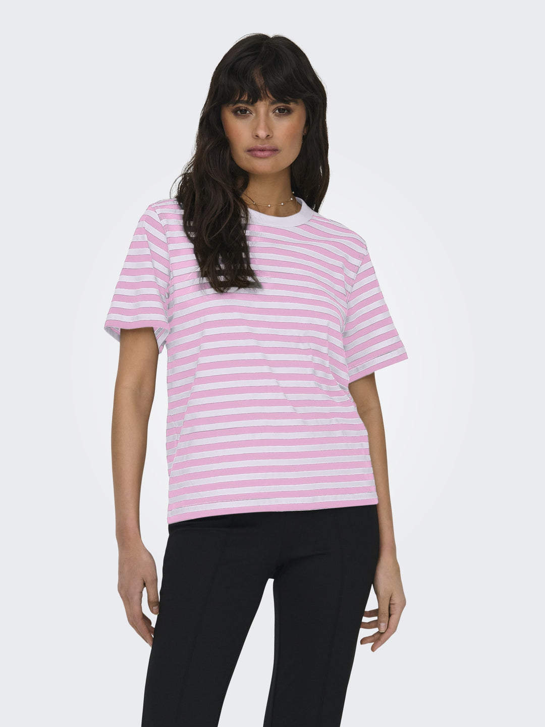 ONLLIVINA S/S STRIPE TEE JRS NOOS, Bonbon/WHITE STRIPES 289095004 Bild 3