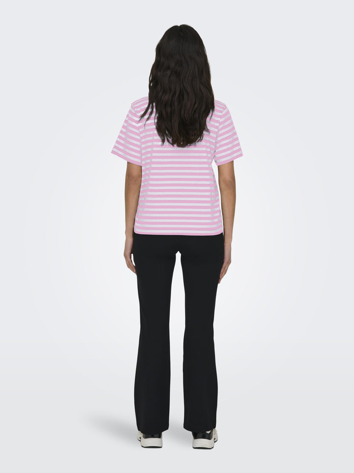 ONLLIVINA S/S STRIPE TEE JRS NOOS, Bonbon/WHITE STRIPES 289095004 Bild 4