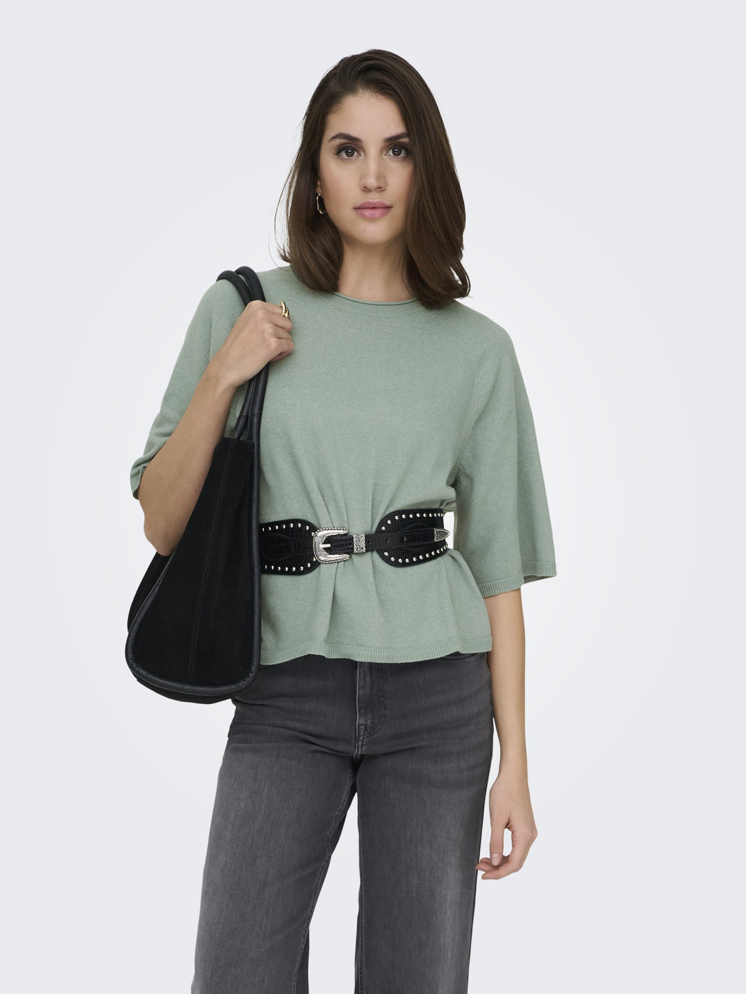 ONLLOYAL 2/4 O-NECK KNT NOOS, Chinois Green/Melange 190702001 Bild 3