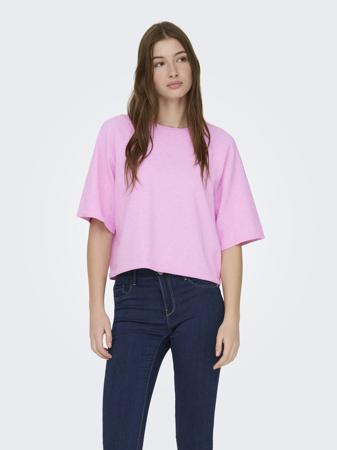 ONLLOYAL 2/4 O-NECK KNT NOOS, Super Pink/Melange 221110001 Bild 4