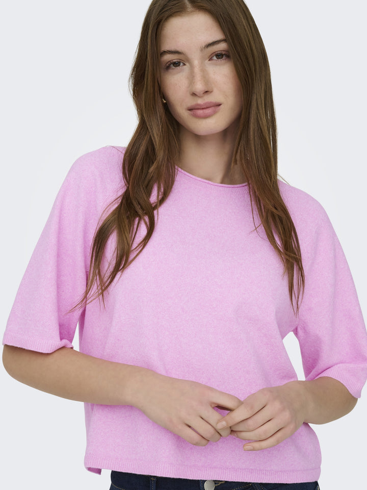 ONLLOYAL 2/4 O-NECK KNT NOOS, Super Pink/Melange 221110001 Bild 7