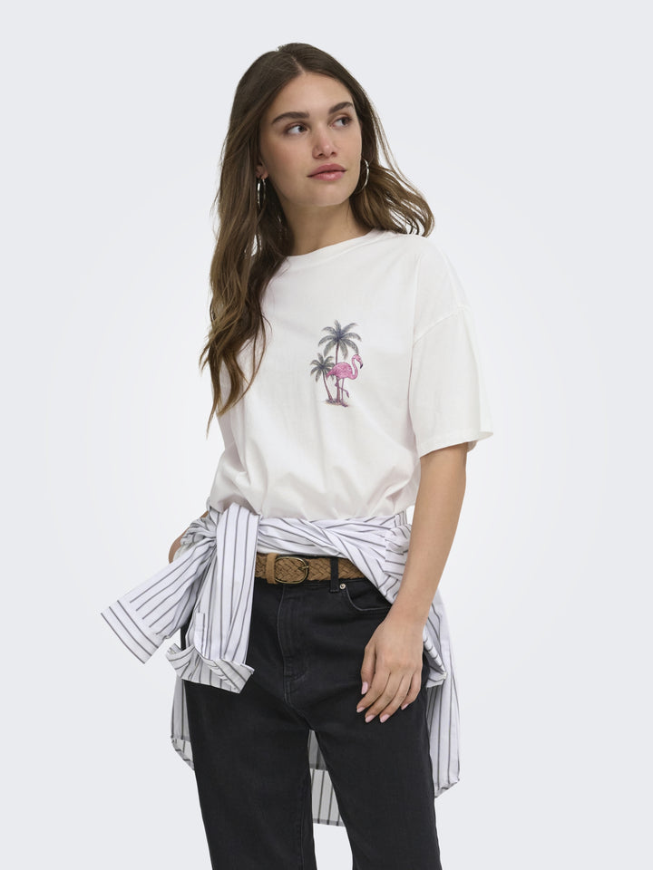 ONLLUCY BOXY S/S TOP JRS, Cloud Dancer/Pink sands beach 177922003 Bild 4