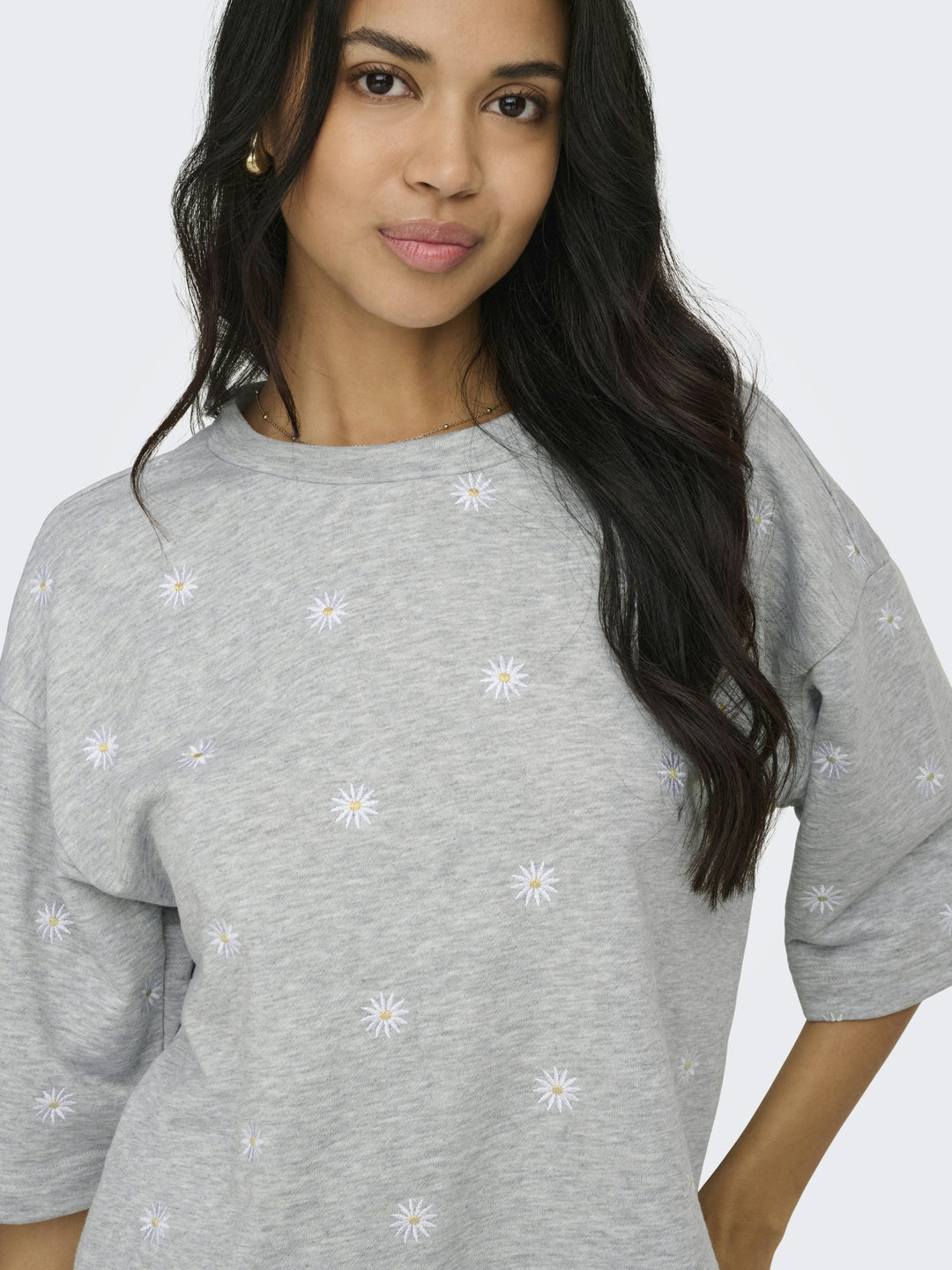 ONLLUNA 3/4 O-NECK UB SWT, Light Grey Melange/Small ditsy clou 179073001 Bild 4