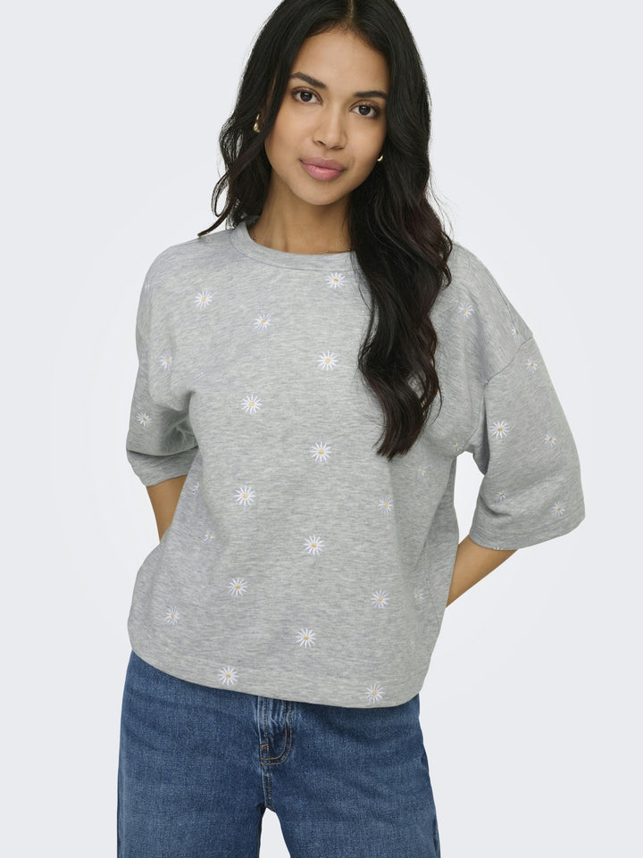 ONLLUNA 3/4 O-NECK UB SWT, Light Grey Melange/Small ditsy clou 179073001 Bild 7